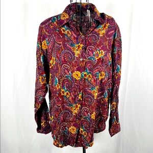 VINTAGE WORK WEAR Women’s Western Button Up Blouse Medium With Original‎ Tags